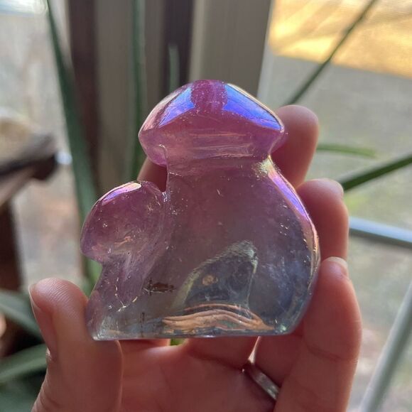 Aura Garden Clear Quartz Crystal Double Mushroom Carving 103g 2.75”x2.25” - Picture 4 of 7